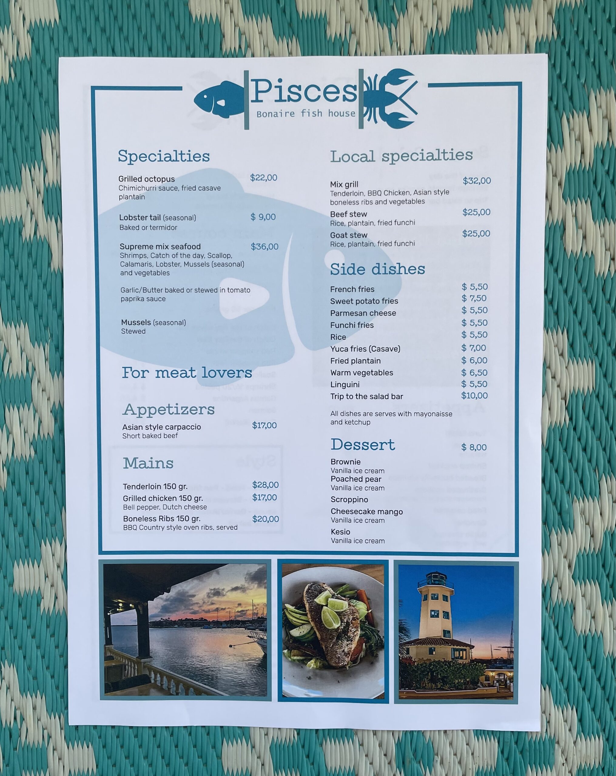 Menukaart Pisces